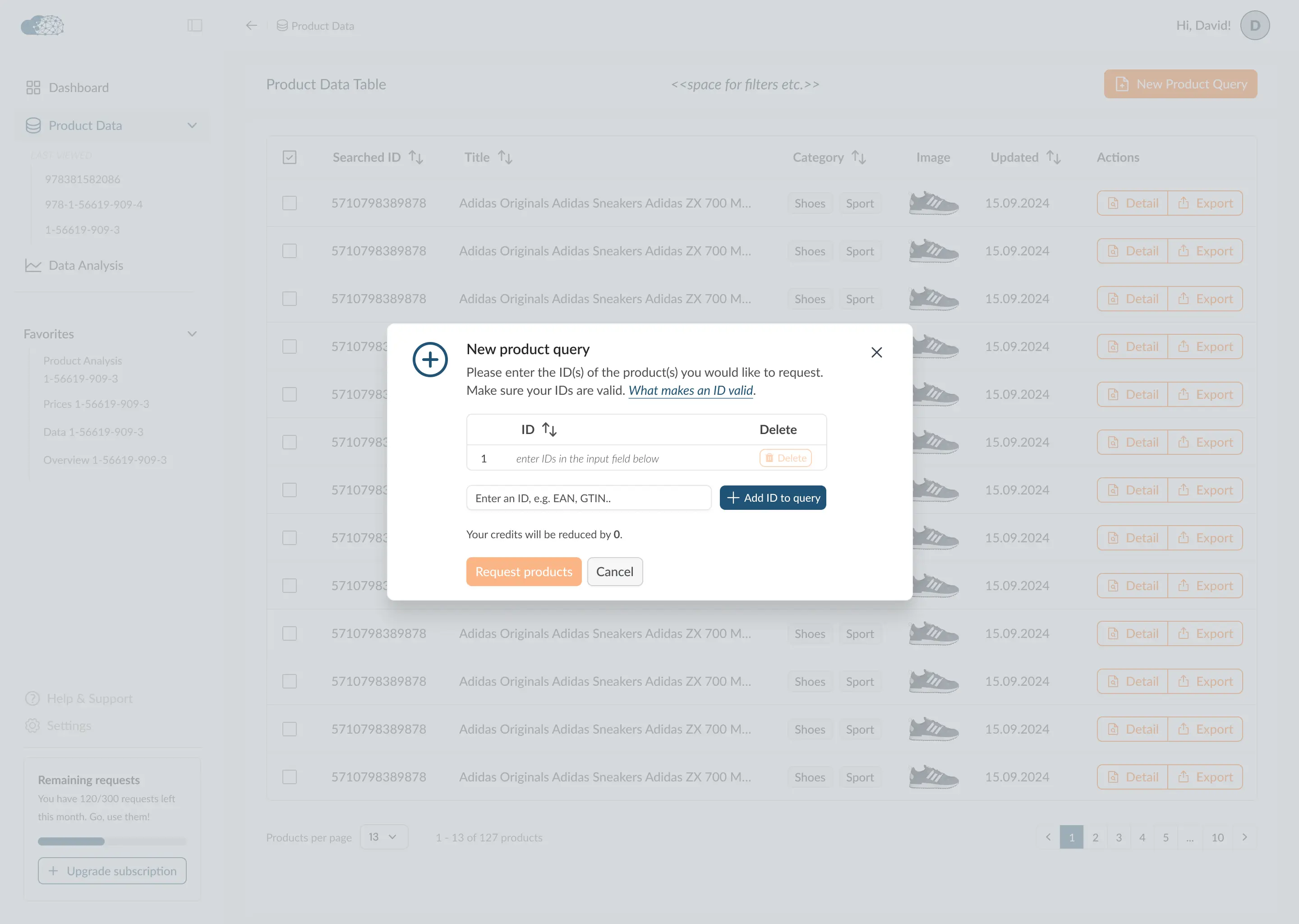 Example view of the PDC dashboard when the user enters a query