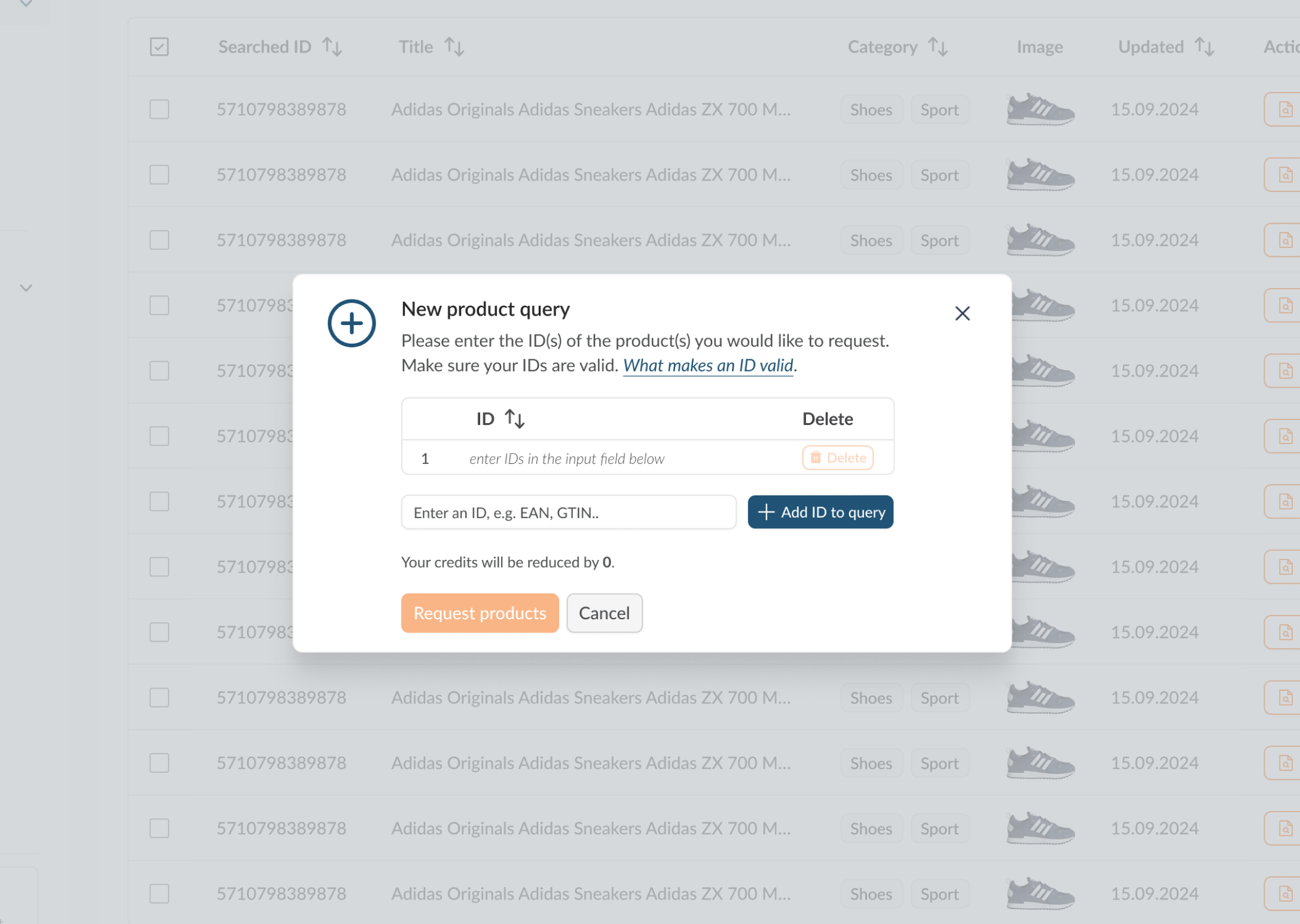 Example view of the PDC dashboard when the user enters a query